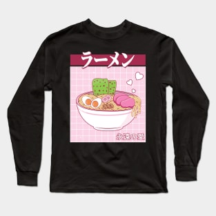 Ramen in Vaporwave Retro 80s Long Sleeve T-Shirt